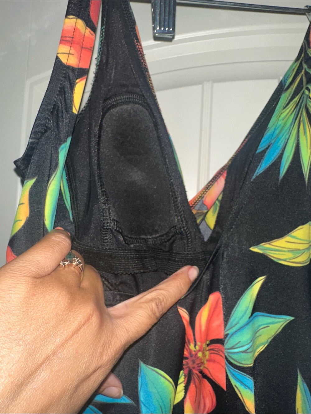 Miraclesuit Black One-Piece with Tropical Floral and coverup size 10 - Picture 6 of 8